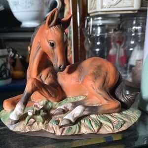 Homco Hand-Painted Orange Foal Figurine with Brown Mane